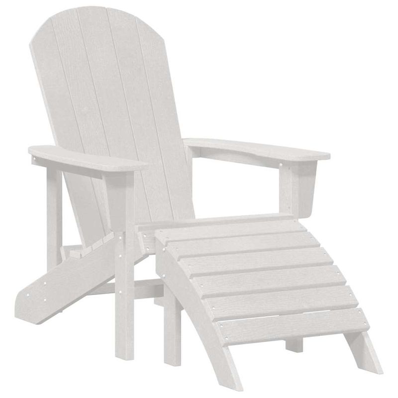 Casa si Gradina - Gradina si terasa - Mobilier exterior - Scaune si sezlonguri gradina - scaune Adirondack  cu suport pentru picioare 2 pcs alb HDPE - Infinity.ro