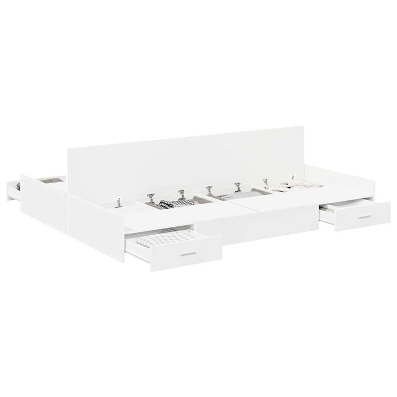 Casa si Gradina - Mobilier - Paturi si accesorii - Paturi - Cadru de pat cu depozitare cu sertar cu headboard cu depozitare Alb 140 x 200 cm - Infinity.ro