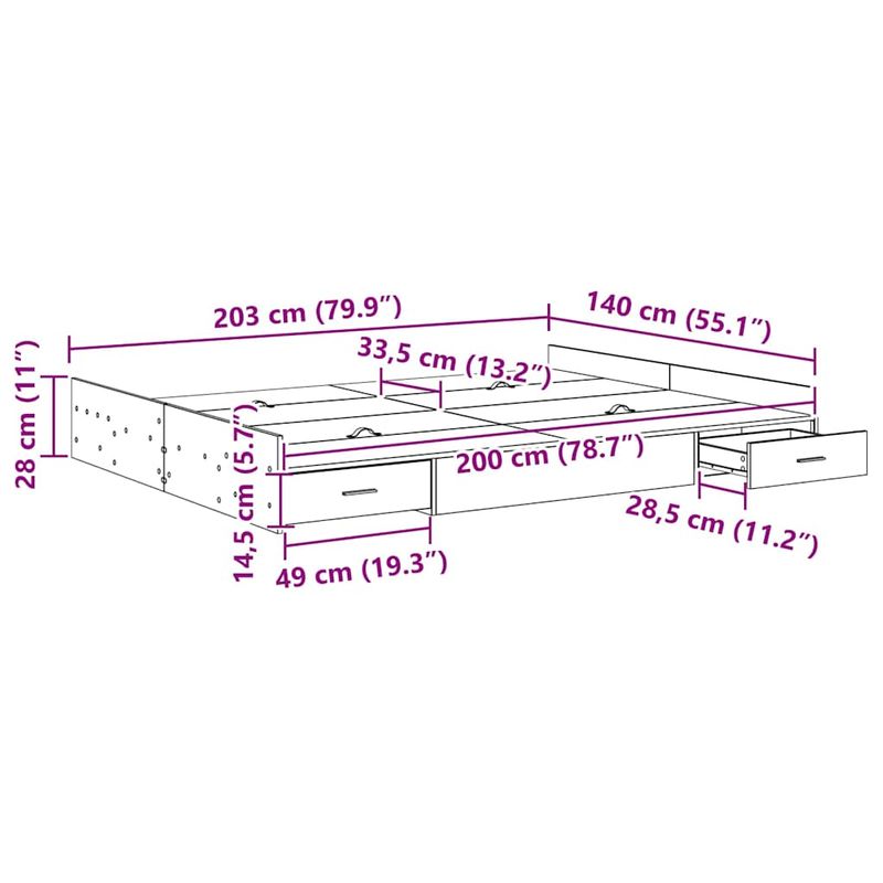 Casa si Gradina - Mobilier - Paturi si accesorii - Paturi - Cadru de pat cu depozitare cu sertar cu headboard cu depozitare Alb 140 x 200 cm - Infinity.ro