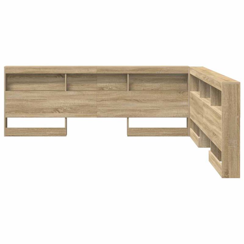 Casa si Gradina - Mobilier - Paturi si accesorii - Accesorii paturi - Tablie de pat cu LED, maro inchis, 180x5x78/88 cm, textil - Infinity.ro