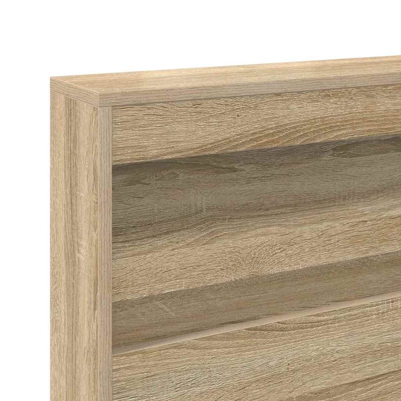Casa si Gradina - Mobilier - Paturi si accesorii - Accesorii paturi - Tablie de pat cu LED, maro inchis, 180x5x78/88 cm, textil - Infinity.ro