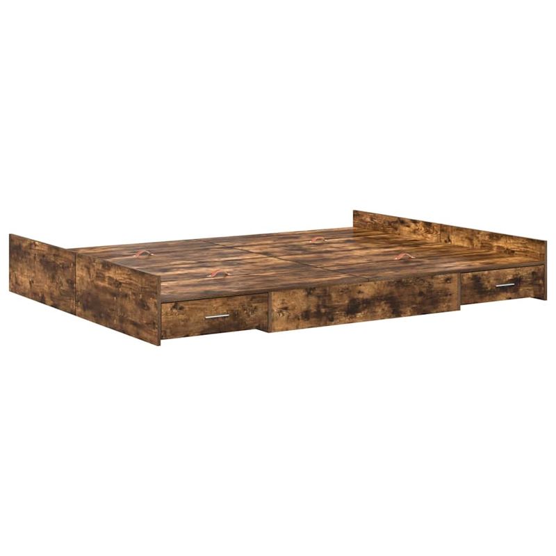Casa si Gradina - Mobilier - Paturi si accesorii - Paturi - Cadru de pat cu depozitare Stejar afumat 135 x 190 cm Lemn - Infinity.ro