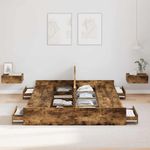 Casa si Gradina - Mobilier - Paturi si accesorii - Paturi - Cadru de pat cu depozitare Stejar afumat 135 x 190 cm Lemn - Infinity.ro
