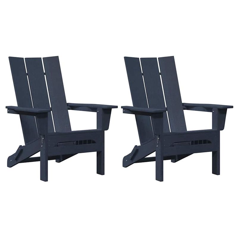Casa si Gradina - Gradina si terasa - Mobilier exterior - Scaune si sezlonguri gradina - Scaune pliabile Adirondack  2 pcs Bleumarin 74.5x80.5x90 cm HDPE - Infinity.ro