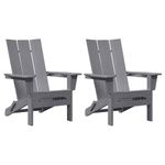 Casa si Gradina - Gradina si terasa - Mobilier exterior - Scaune si sezlonguri gradina - Scaune Adirondack pliabile  2 buc gri deschis 74.5x80.5x90 cm HDPE - Infinity.ro