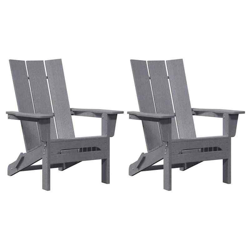 Casa si Gradina - Gradina si terasa - Mobilier exterior - Scaune si sezlonguri gradina - Scaune Adirondack pliabile  2 buc gri deschis 74.5x80.5x90 cm HDPE - Infinity.ro