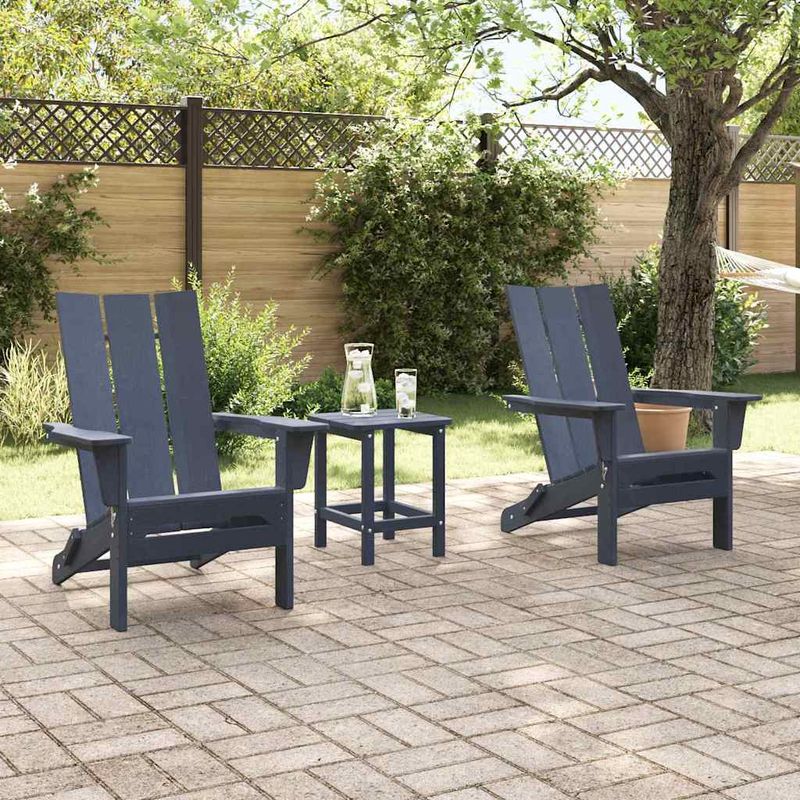 Casa si Gradina - Gradina si terasa - Mobilier exterior - Scaune si sezlonguri gradina - Scaune pliabile Adirondack  2 pcs Bleumarin 74.5x80.5x90 cm HDPE - Infinity.ro