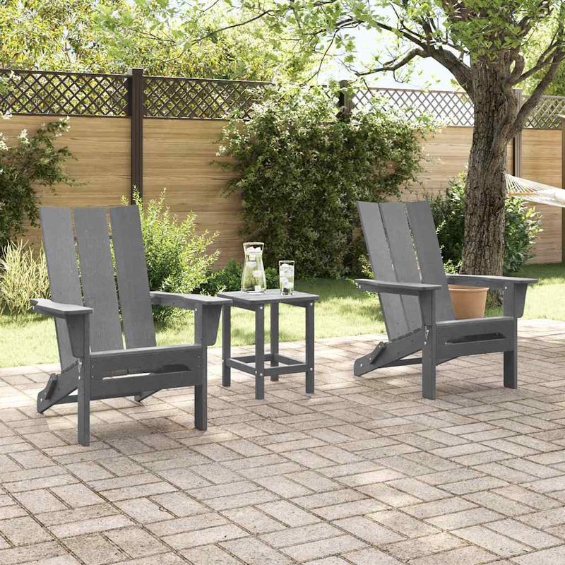 Casa si Gradina - Gradina si terasa - Mobilier exterior - Scaune si sezlonguri gradina - Scaune Adirondack pliabile  2 buc gri deschis 74.5x80.5x90 cm HDPE - Infinity.ro