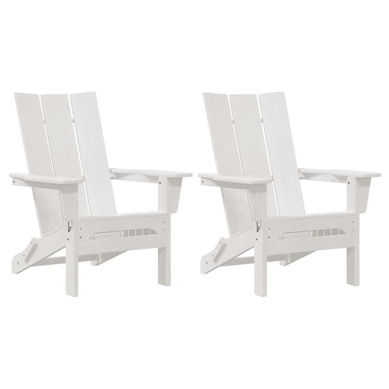Casa si Gradina - Gradina si terasa - Mobilier exterior - Scaune si sezlonguri gradina - Scaune Adirondack pliabile  2 bucati Alb 74.5x80.5x90 cm HDPE - Infinity.ro