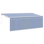 Casa si Gradina - Gradina si terasa - Umbrele si pavilioane - Pavilioane - Cortina Retractabila Manual Albastru si alb Alb 350 x 200 cm - Infinity.ro