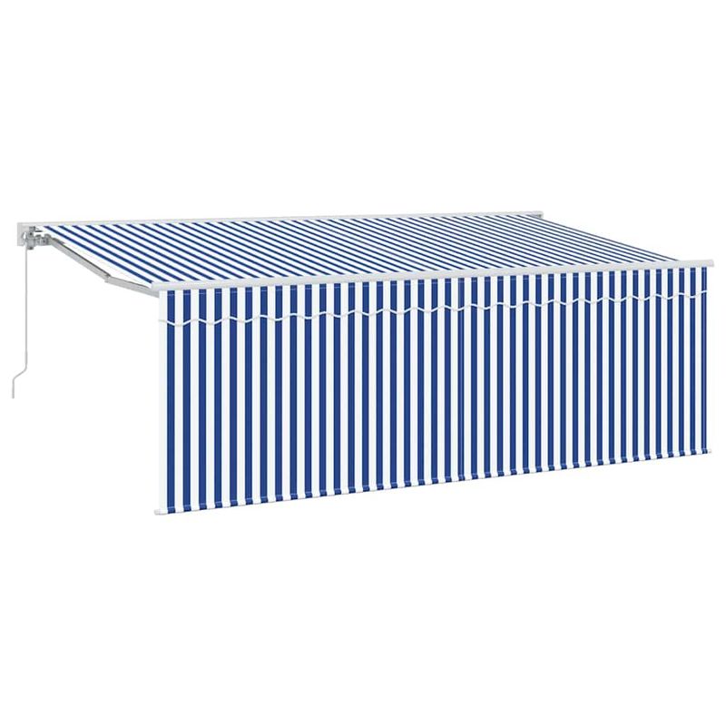 Casa si Gradina - Gradina si terasa - Umbrele si pavilioane - Pavilioane - Cortina Retractabila Manual Albastru si alb Alb 350 x 200 cm - Infinity.ro