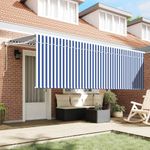 Casa si Gradina - Gradina si terasa - Umbrele si pavilioane - Pavilioane - Cortina Retractabila Manual Albastru si alb Alb 350 x 200 cm - Infinity.ro