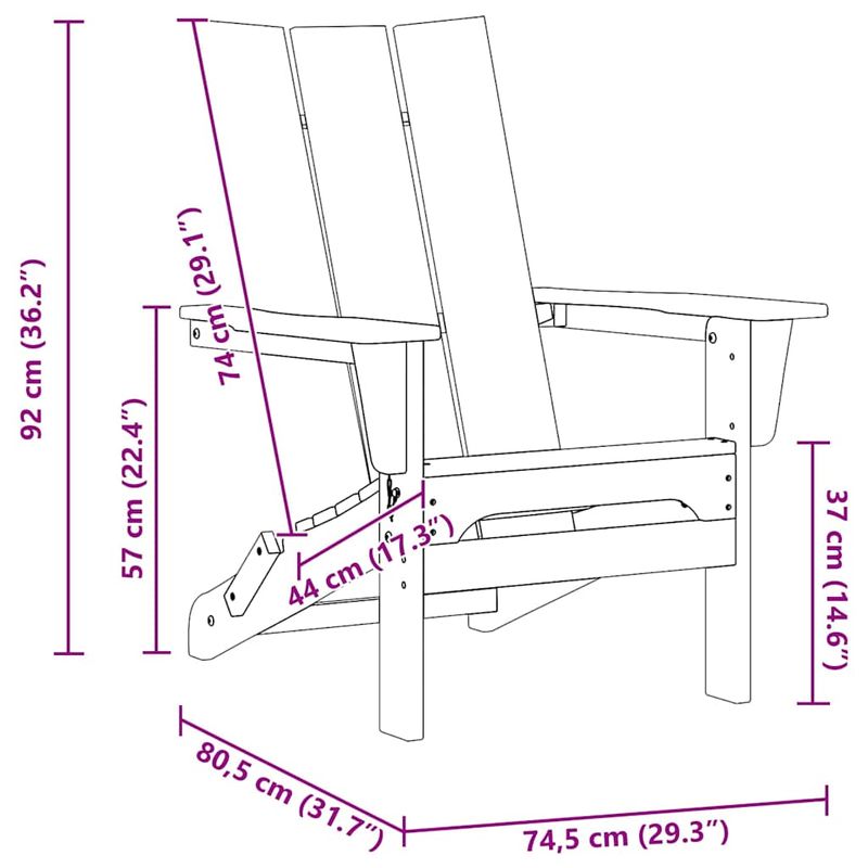 Casa si Gradina - Gradina si terasa - Mobilier exterior - Scaune si sezlonguri gradina - Scaune Adirondack pliabile  2 bucati Alb 74.5x80.5x90 cm HDPE - Infinity.ro