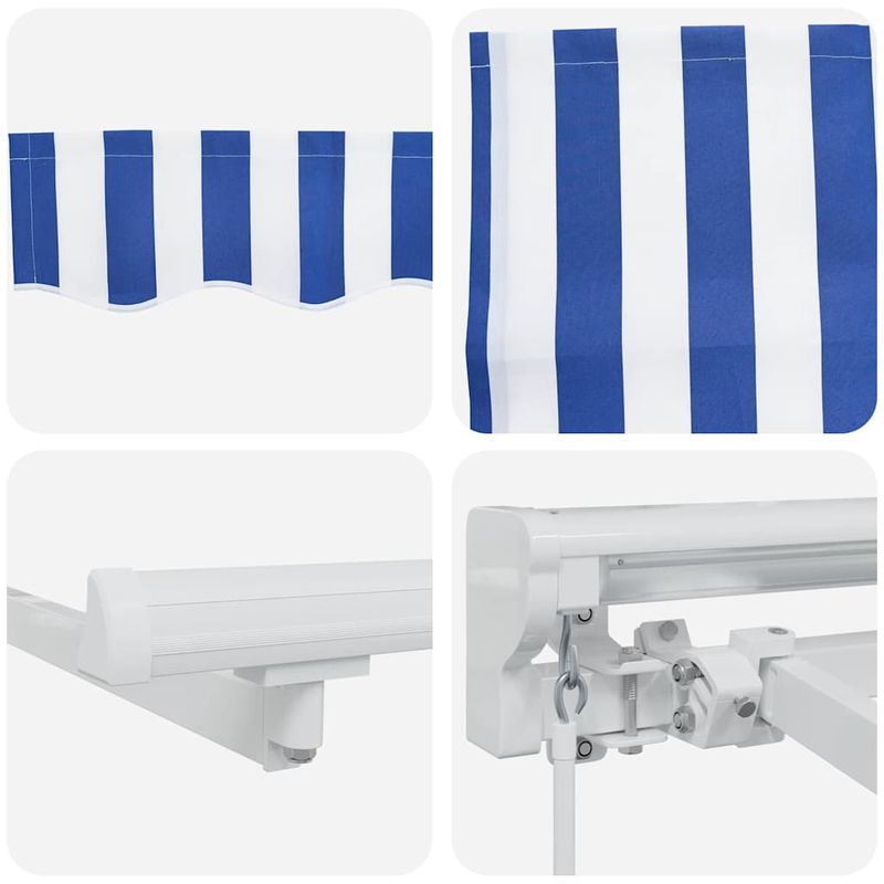 Casa si Gradina - Gradina si terasa - Umbrele si pavilioane - Pavilioane - Cortina Retractabila Manual Albastru si alb Alb 350 x 200 cm - Infinity.ro