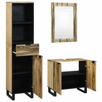 Casa si Gradina - Mobilier - Seturi de mobilier - Seturi baie - Set de mobilier pentru baie cu sertar cu raft cu depozitare cu usa cu oglinda 3 pcs Maro Inalt - Infinity.ro