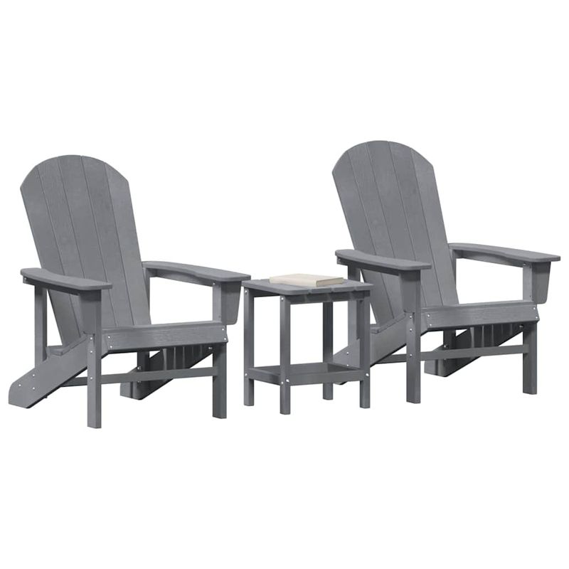 Casa si Gradina - Gradina si terasa - Mobilier exterior - Scaune si sezlonguri gradina - Set de lounge de gradina 3 piese Gri deschis HDPE - Infinity.ro