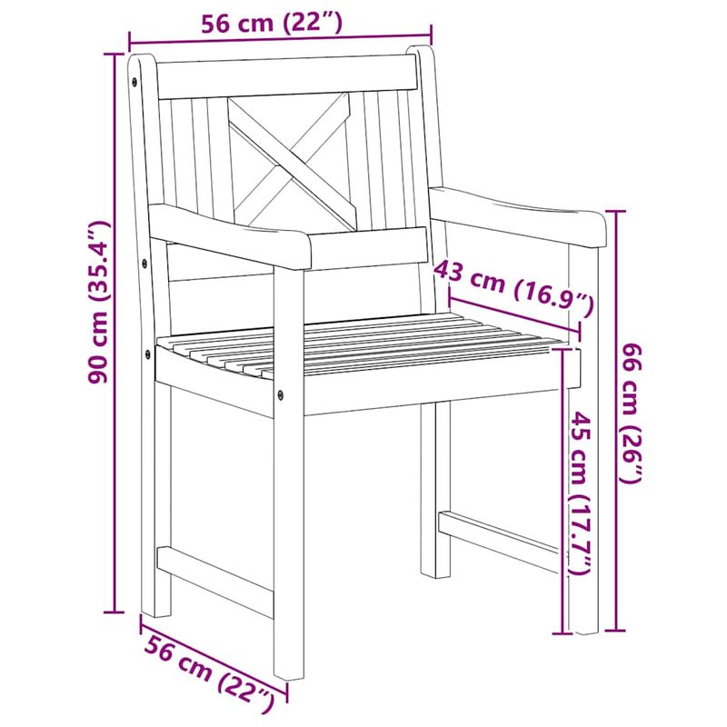 Casa si Gradina - Gradina si terasa - Mobilier exterior - Scaune si sezlonguri gradina - Scaune de gradina  4 buc 56x55.5x90 cm Lemn masiv de Acacia - Infinity.ro