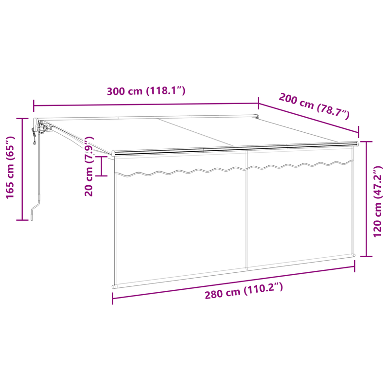 Casa si Gradina - Gradina si terasa - Umbrele si pavilioane - Pavilioane - Cortina Retractabila Antracit 300 x 200 cm Tesatura - Infinity.ro