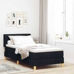 Casa si Gradina - Mobilier - Paturi si accesorii - Paturi - Pat cu arcuri cu headboard Negru si Alb 90 x 200 cm tesatura - Infinity.ro
