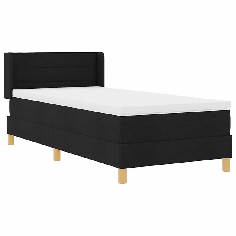 Casa si Gradina - Mobilier - Paturi si accesorii - Paturi - Pat cu arcuri cu headboard Negru si Alb 90 x 200 cm tesatura - Infinity.ro