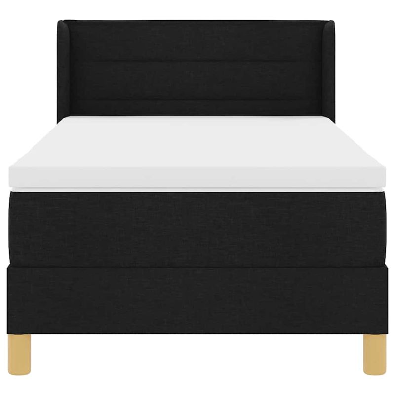 Casa si Gradina - Mobilier - Paturi si accesorii - Paturi - Pat cu arcuri cu headboard Negru si Alb 90 x 200 cm tesatura - Infinity.ro