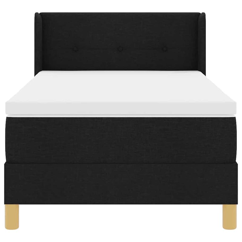Casa si Gradina - Mobilier - Paturi si accesorii - Paturi - Pat cu arcuri cu headboard Manual Negru si Alb 90 x 200 cm tesatura - Infinity.ro