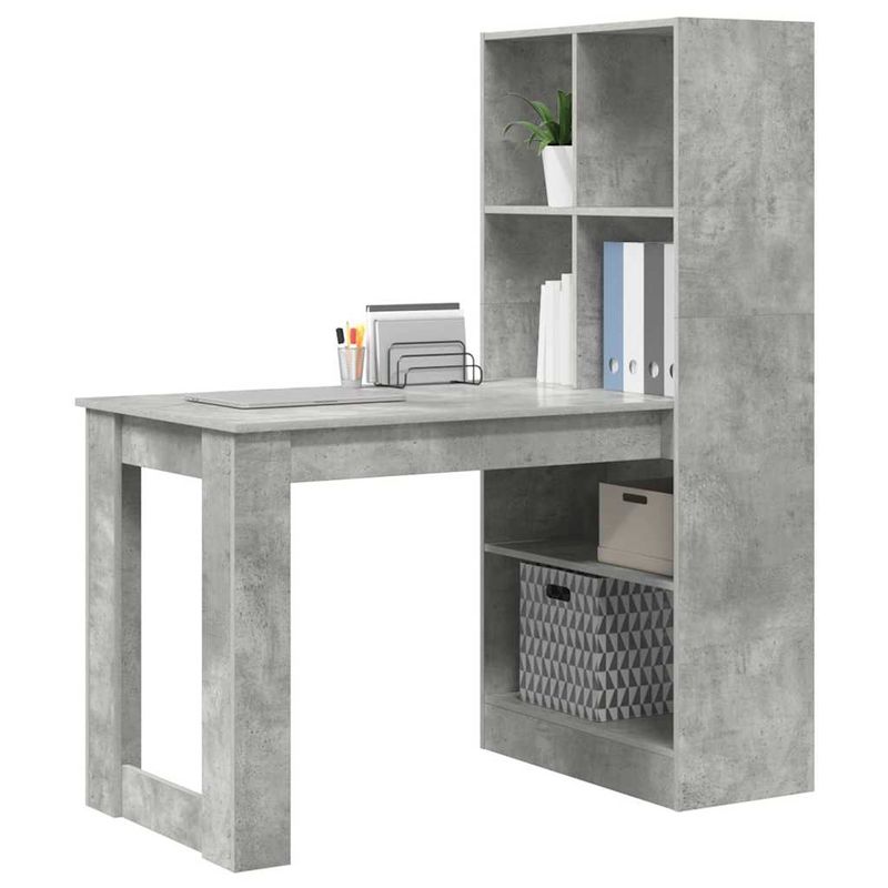 Casa si Gradina - Mobilier - Mese si birouri - Birouri - Birou cu raft cu depozitare Gri din beton 122 x 67 x 145 cm - Infinity.ro