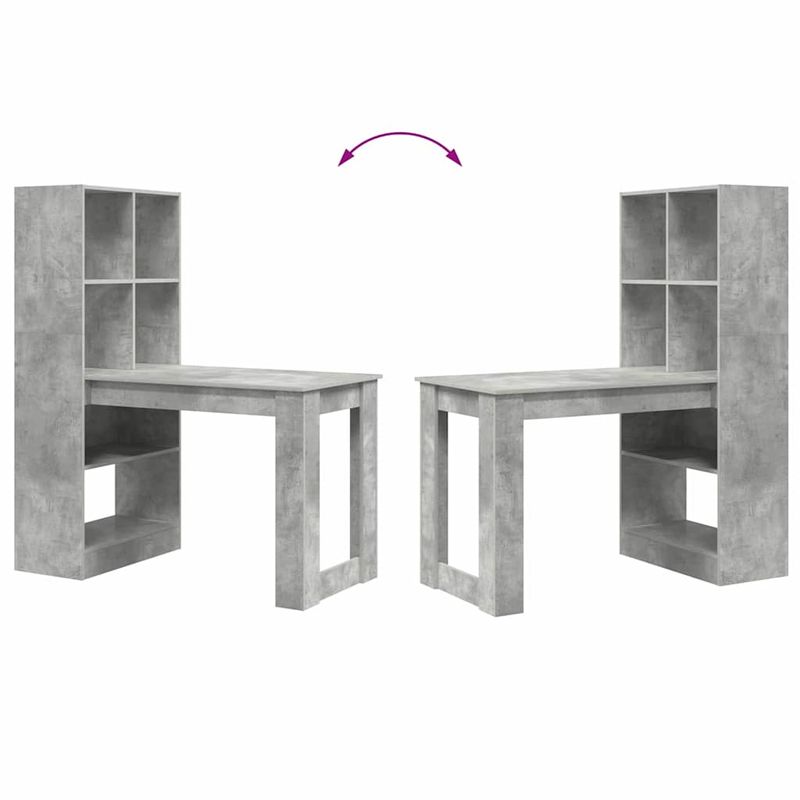 Casa si Gradina - Mobilier - Mese si birouri - Birouri - Birou cu raft cu depozitare Gri din beton 122 x 67 x 145 cm - Infinity.ro
