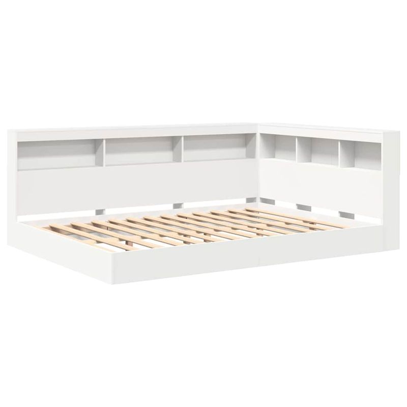 Casa si Gradina - Mobilier - Paturi si accesorii - Paturi - Pat cu biblioteca cu raft 2 pcs Alb 140 x 200 cm Lemn compozit - Infinity.ro