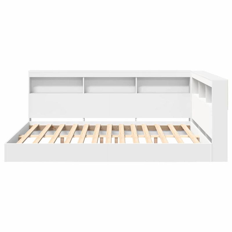 Casa si Gradina - Mobilier - Paturi si accesorii - Paturi - Pat cu biblioteca cu raft 2 pcs Alb 140 x 200 cm Lemn compozit - Infinity.ro