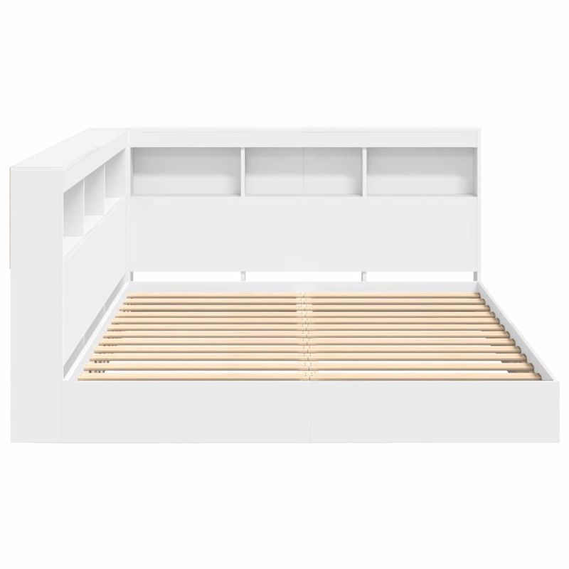 Casa si Gradina - Mobilier - Paturi si accesorii - Paturi - Pat cu biblioteca cu raft 2 pcs Alb 140 x 200 cm Lemn compozit - Infinity.ro