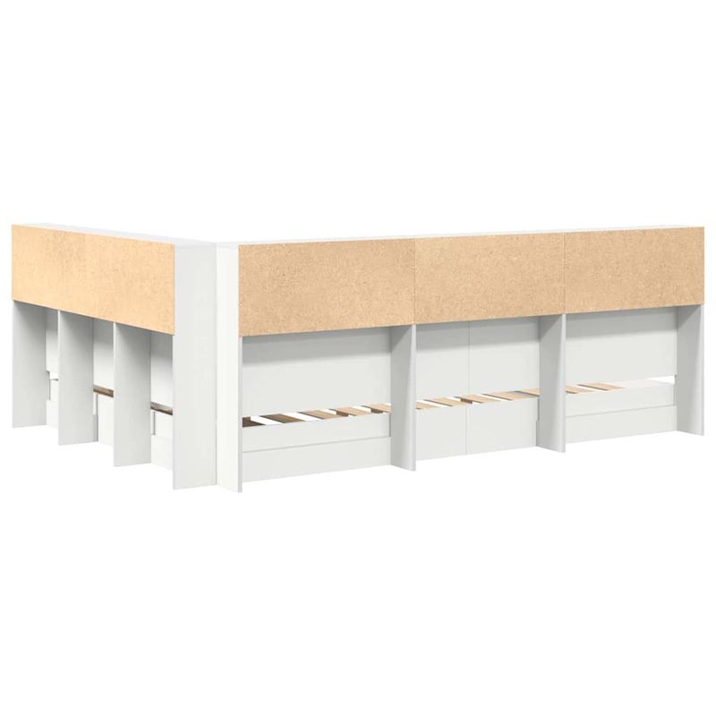 Casa si Gradina - Mobilier - Paturi si accesorii - Paturi - Pat cu biblioteca cu raft 2 pcs Alb 140 x 200 cm Lemn compozit - Infinity.ro