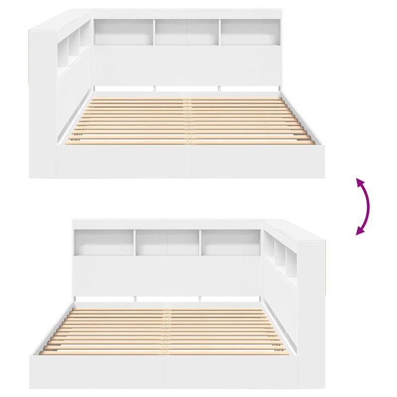Casa si Gradina - Mobilier - Paturi si accesorii - Paturi - Pat cu biblioteca cu raft 2 pcs Alb 140 x 200 cm Lemn compozit - Infinity.ro