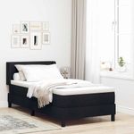 Casa si Gradina - Mobilier - Paturi si accesorii - Paturi - Pat cu arcuri cu headboard Negru 100 x 200 cm Tesatura si Spuma - Infinity.ro