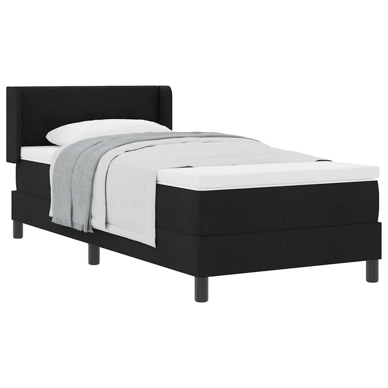 Casa si Gradina - Mobilier - Paturi si accesorii - Paturi - Pat cu arcuri cu headboard Negru 100 x 200 cm Tesatura si Spuma - Infinity.ro