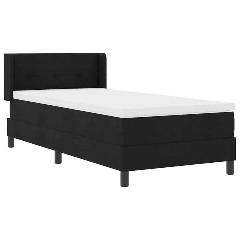 Casa si Gradina - Mobilier - Paturi si accesorii - Paturi - Pat cu arcuri cu headboard Negru 100 x 200 cm Tesatura si Spuma - Infinity.ro