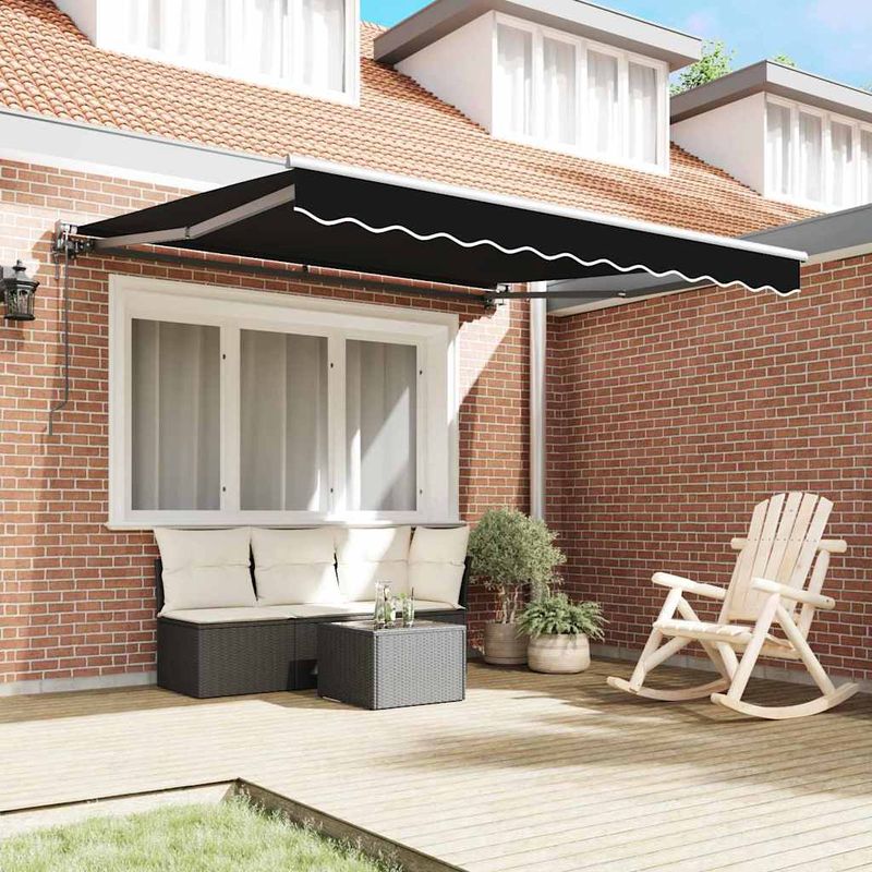 Casa si Gradina - Gradina si terasa - Umbrele si pavilioane - Pavilioane - Cortina Retractabila Manual Negru 350x250 cm Poliester - Infinity.ro