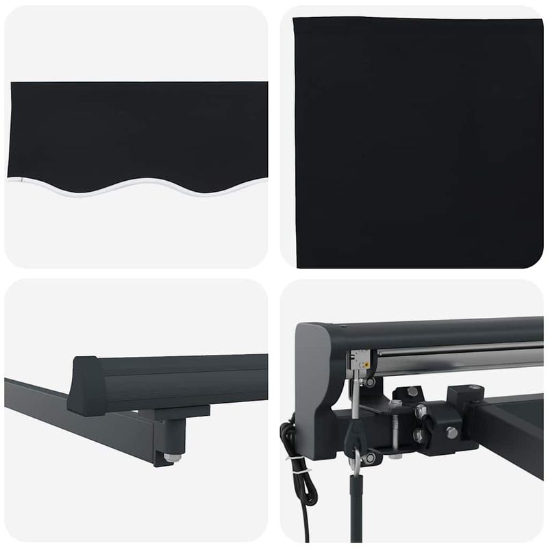 Casa si Gradina - Gradina si terasa - Umbrele si pavilioane - Pavilioane - Cortina Retractabila Manual Negru 350x250 cm Poliester - Infinity.ro