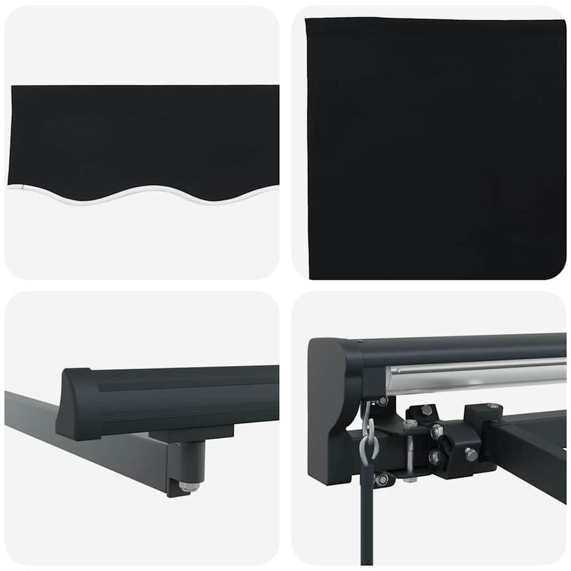 Casa si Gradina - Gradina si terasa - Umbrele si pavilioane - Pavilioane - Cortina Retractabila Manual Negru 300x250 cm Poliester - Infinity.ro
