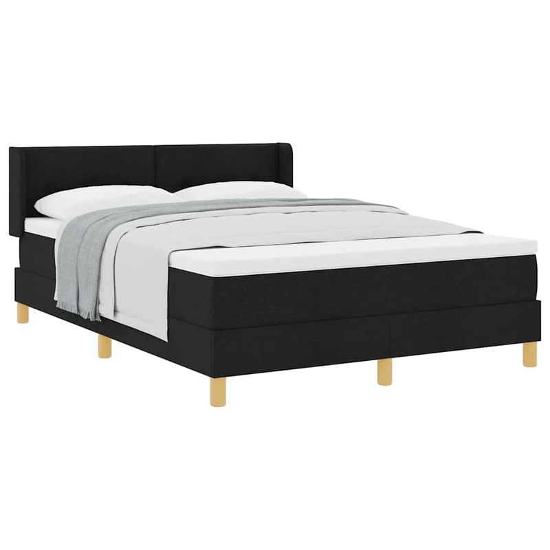 Casa si Gradina - Mobilier - Paturi si accesorii - Paturi - Pat cu arcuri cu headboard Manual Negru 160 x 200 cm Tapiterie - Infinity.ro