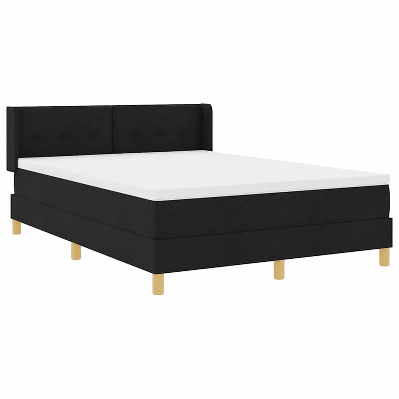 Casa si Gradina - Mobilier - Paturi si accesorii - Paturi - Pat cu arcuri cu headboard Manual Negru 160 x 200 cm Tapiterie - Infinity.ro