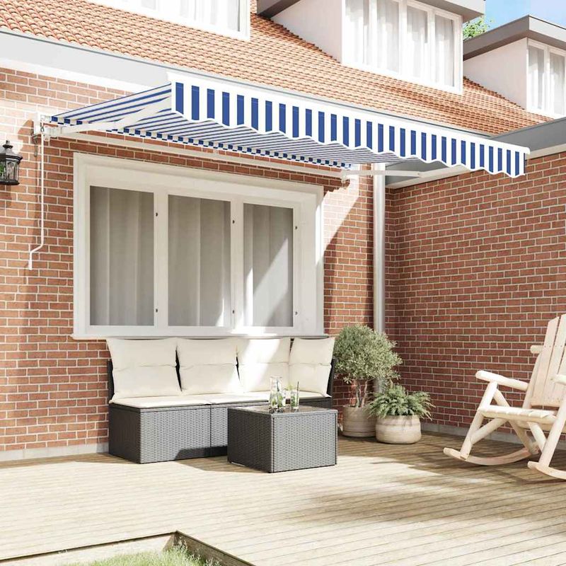 Casa si Gradina - Gradina si terasa - Umbrele si pavilioane - Pavilioane - Cortina Retractabila Manual Albastru si Alb 250x200 cm - Infinity.ro