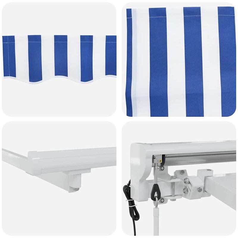 Casa si Gradina - Gradina si terasa - Umbrele si pavilioane - Pavilioane - Cortina Retractabila Manual Albastru si Alb 250x200 cm - Infinity.ro