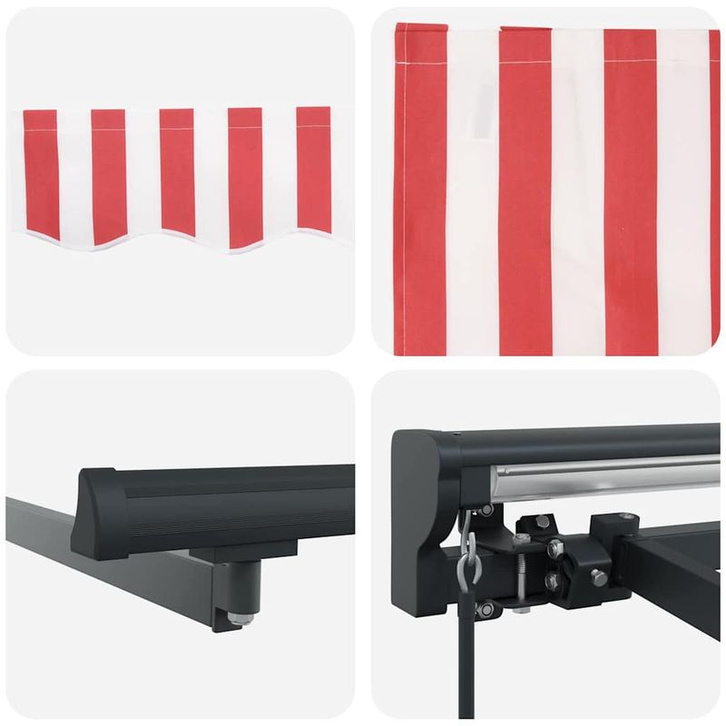 Casa si Gradina - Gradina si terasa - Umbrele si pavilioane - Pavilioane - Cortina Retractabila Manual Stripe Rosu si Alb 500x300 cm - Infinity.ro
