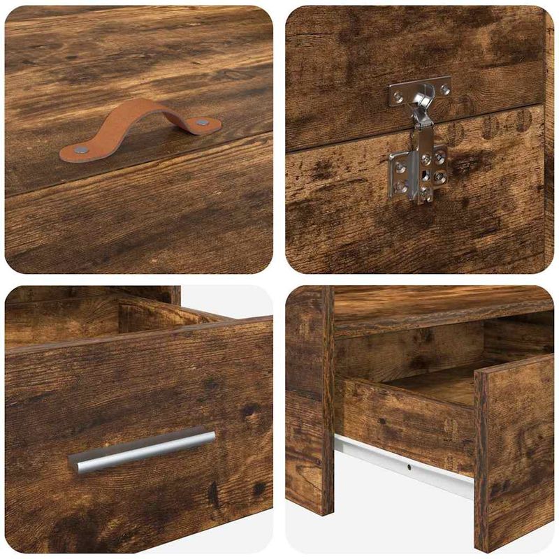 Casa si Gradina - Mobilier - Paturi si accesorii - Paturi - Cadru de pat cu depozitare cu sertar Stejar afumat 140 x 190 cm - Infinity.ro