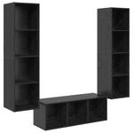 Casa si Gradina - Mobilier - Seturi de mobilier - Seturi living - Set dulap TV cu raft Pe perete 3 pcs Stejar negru 37 x 37 x 142.5 cm - Infinity.ro