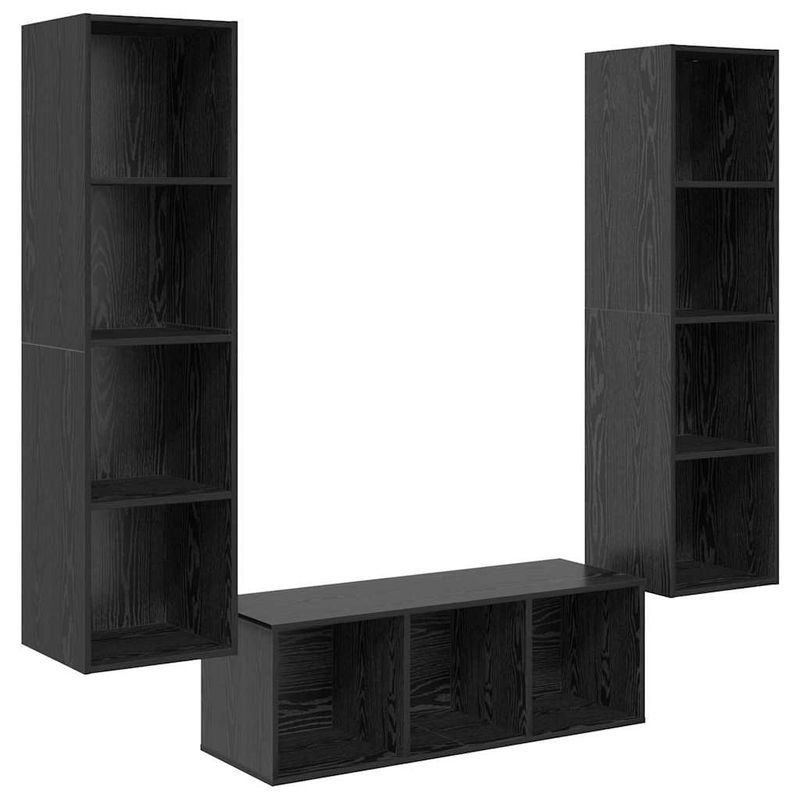 Casa si Gradina - Mobilier - Seturi de mobilier - Seturi living - Set dulap TV cu raft Pe perete 3 pcs Stejar negru 37 x 37 x 142.5 cm - Infinity.ro