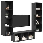 Casa si Gradina - Mobilier - Seturi de mobilier - Seturi living - Set dulap TV cu raft Pe perete 3 pcs Stejar negru 37 x 37 x 142.5 cm - Infinity.ro