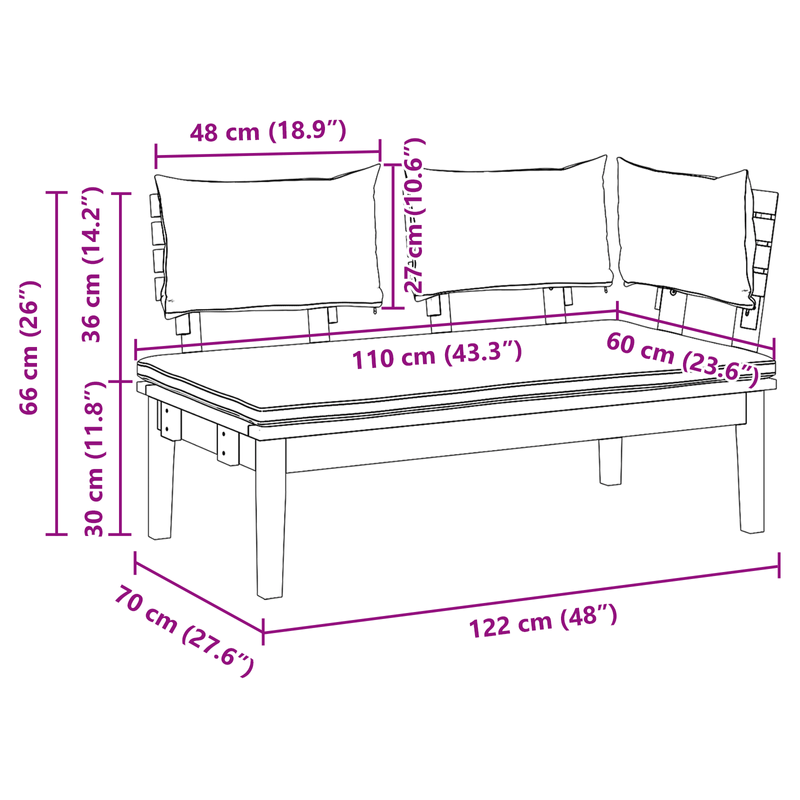 Casa si Gradina - Gradina si terasa - Mobilier exterior - Canapele si fotolii gradina - Set de banca de gradina din lemn masiv de acacia - Infinity.ro