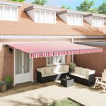Casa si Gradina - Gradina si terasa - Umbrele si pavilioane - Pavilioane - Cortina Retractabila Manual Stripe Rosu si Alb 500x300 cm - Infinity.ro